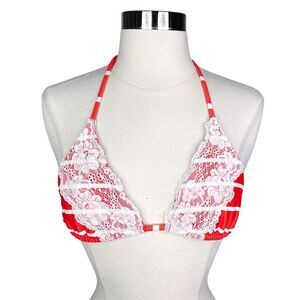 Beach Bunny Swimwear Lady Lace Triangle Bikini Top - Size Medium
